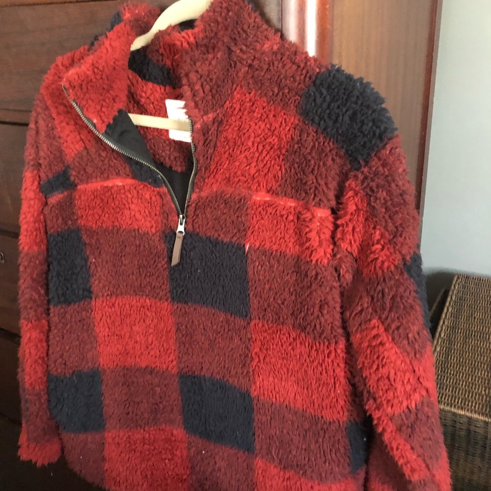 Sherpa with plaid pattern
